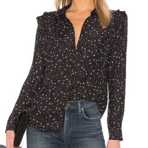FRAME 100% Silk Black Stars and Diamonds Blouse. Excellent pre-owned condition!